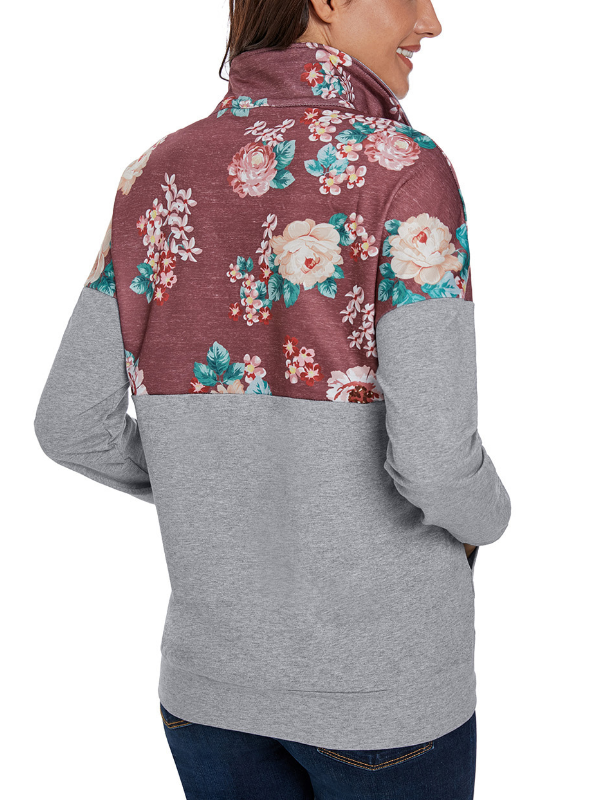 Cotton Patchwork Long Sleeve Blouse & Shirts