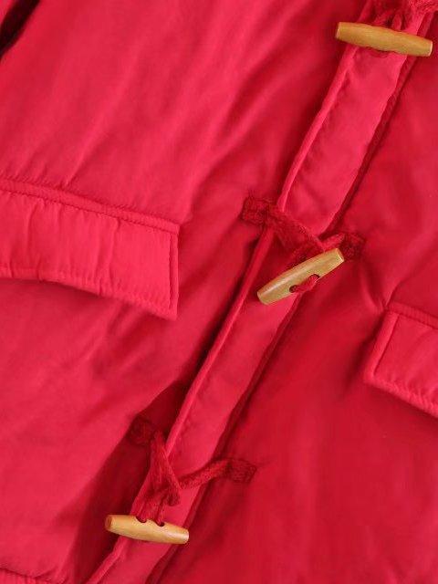 Horn Button Long Sleeve Cotton Quilted Coat