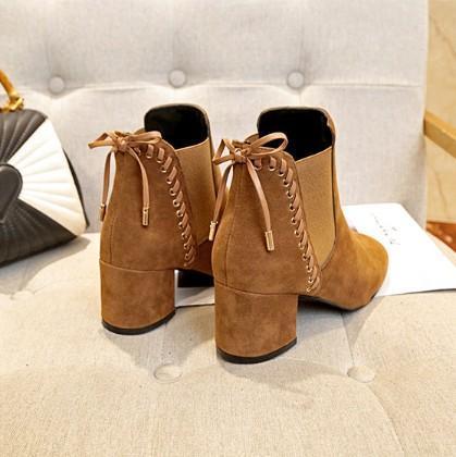 Women Chunky Heel Back Lace-up Suede Spring/Fall Daily Boots