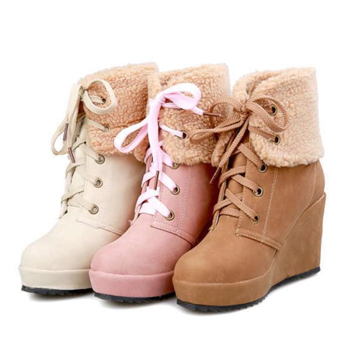 Women Wedge Boots Casual Shoes