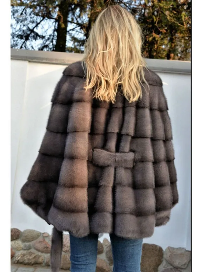 Plus Size Bats Sleeveless Faux Fur Leather Winter Parka Coat