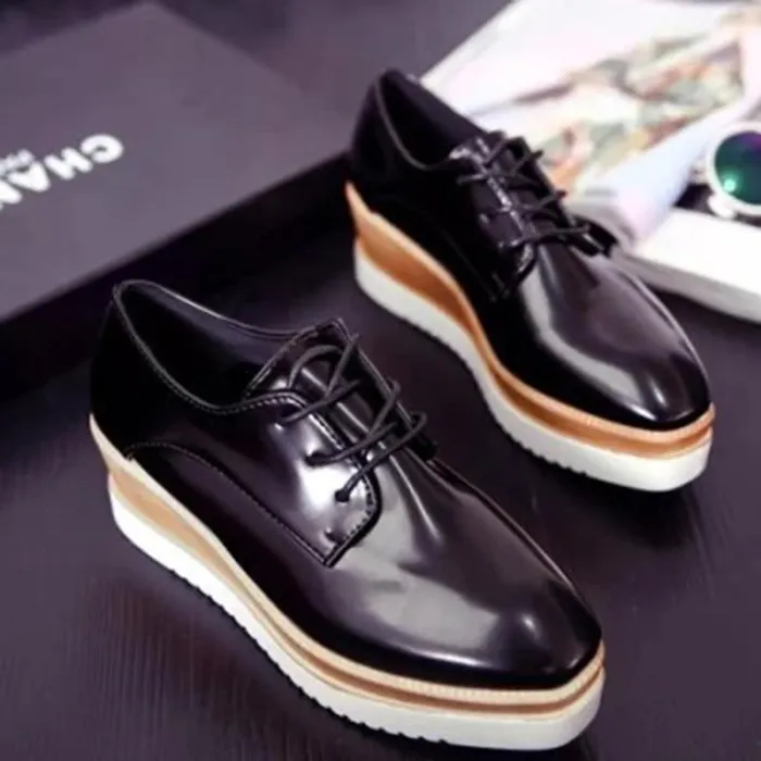 Women Creepers Loafers Casual Comfort Lace Up Shoes