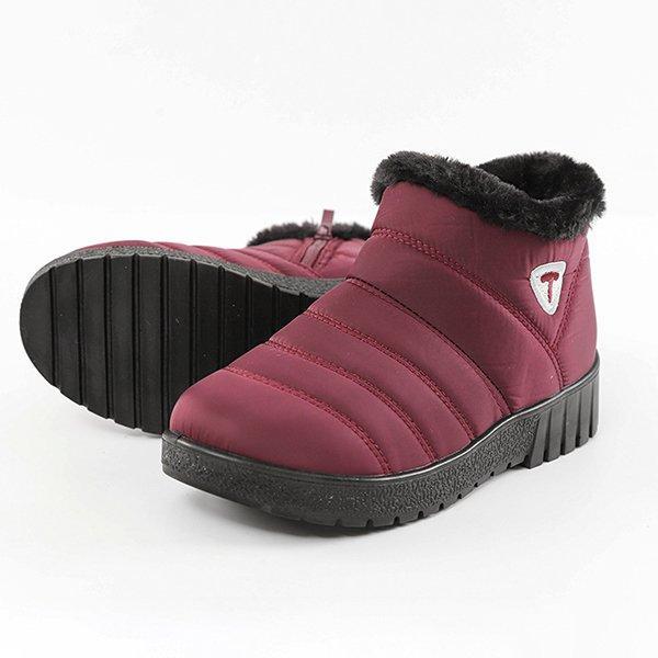 Warm Waterproof Cloth Low Heel Snow Boots