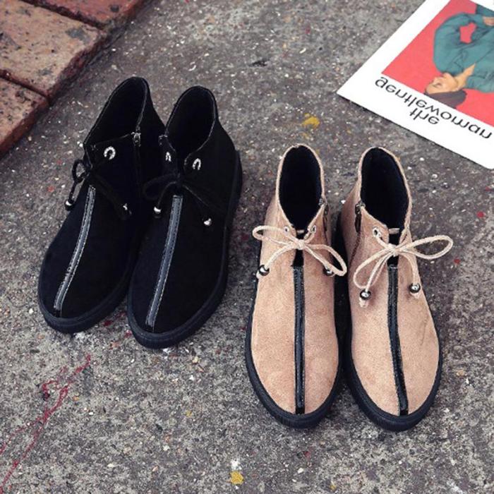 Women Flocking Booties Casual Comfort Zipper Shoes