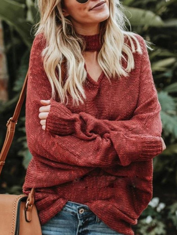 Strap loose large size sweater