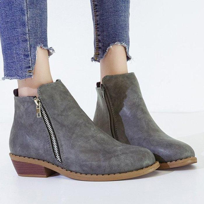 Women Ankle Boots Casual Chic Zipper Boots Artificial Leather Leopard Booties