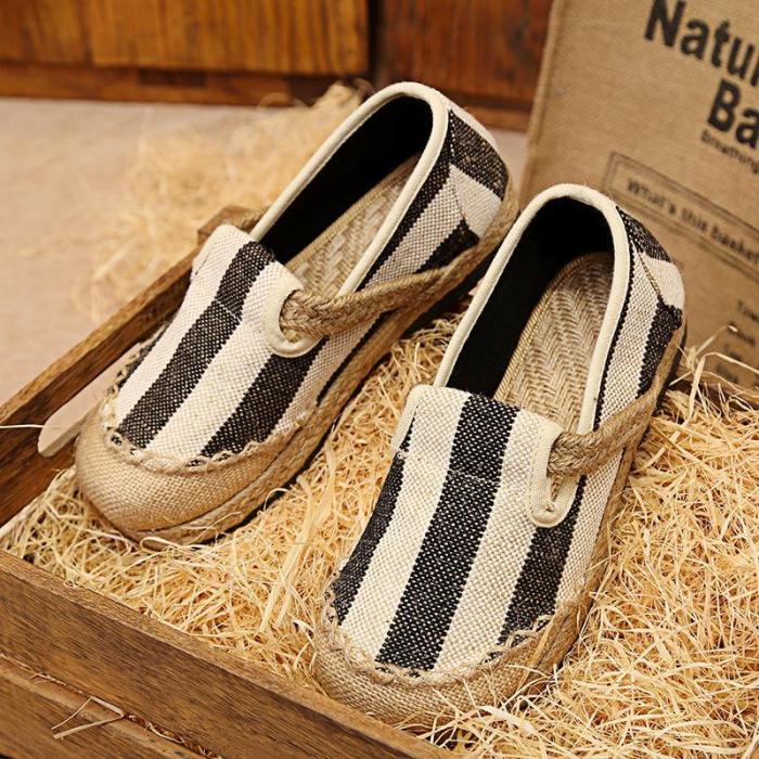 Casual Stripes Women's Slip-On Cotton Loafers