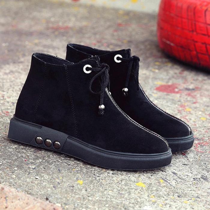 Women Flocking Booties Casual Comfort Zipper Shoes