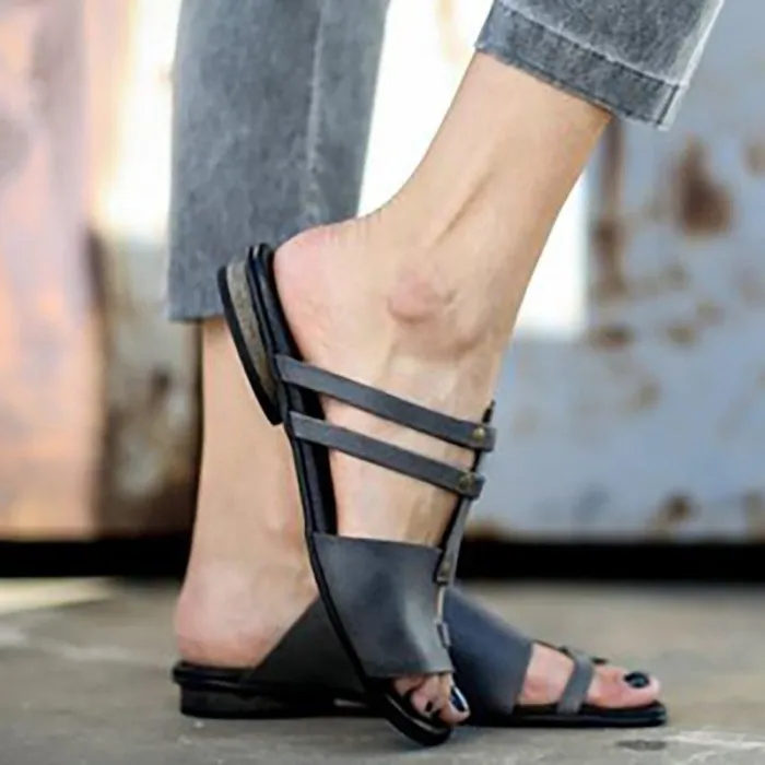 Women PU Sandals Casual Slip On Plus Size Shoes