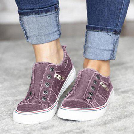 Women Zipper Daily Canvas Slip-on Athletic Sneakers
