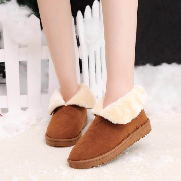 Beige Flat Heel Faux Suede Boot