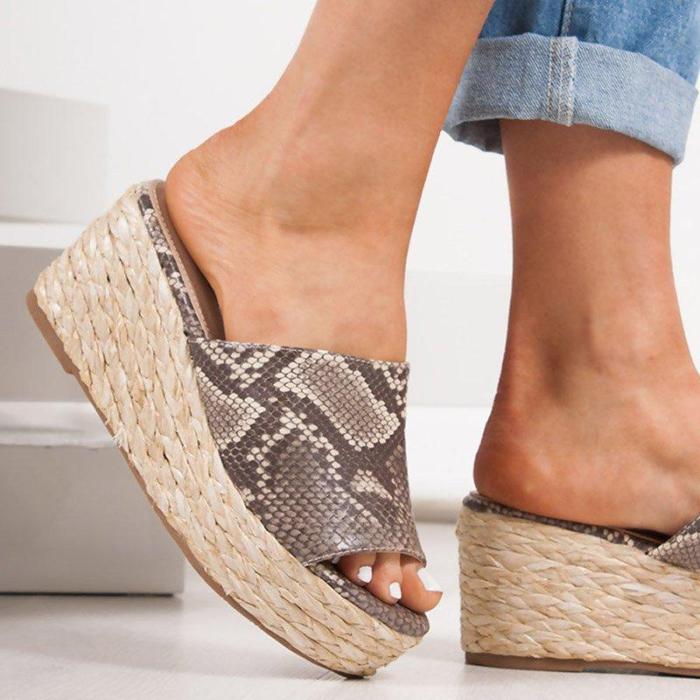 Women Slip-On Peep Toe Espadrilles Wedge Heel Plus Size Sandals