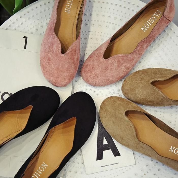 Women Flocking Flats Casual Comfort Slip On Shoes