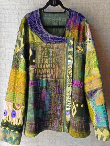 Plus Size U Neck Abstract Casual Tops