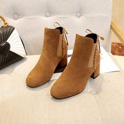 Women Chunky Heel Back Lace-up Suede Spring/Fall Daily Boots