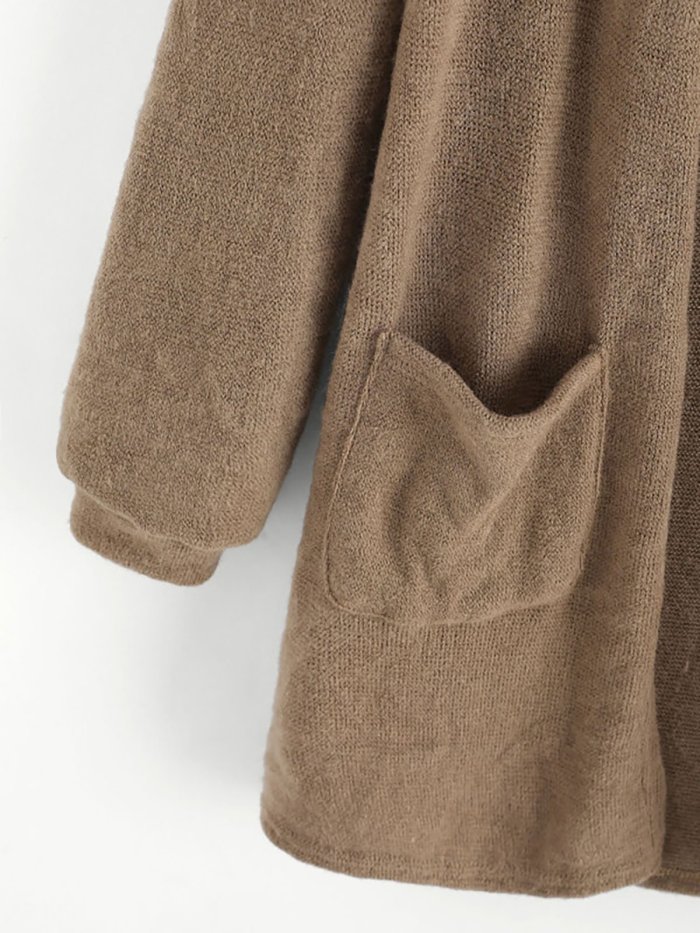 Long Sleeve Knitted Casual Solid Cotton Cardigan