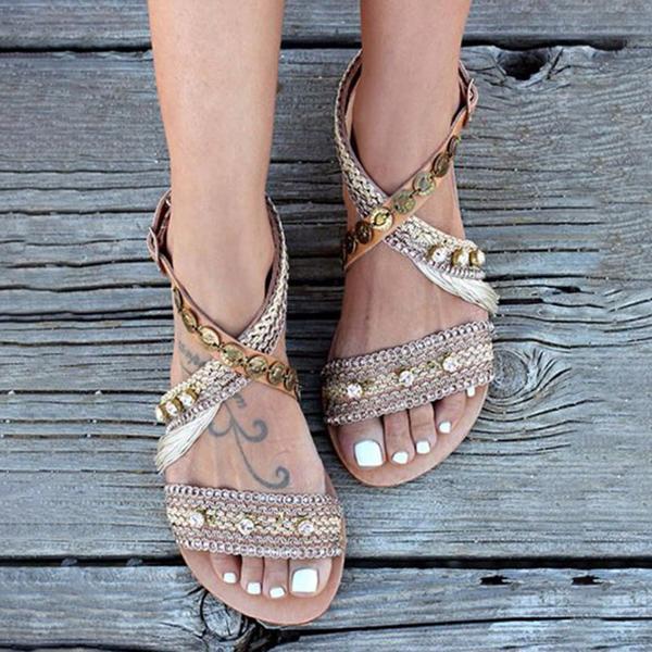 Brown Adjustable Buckle Holiday Summer Sandals