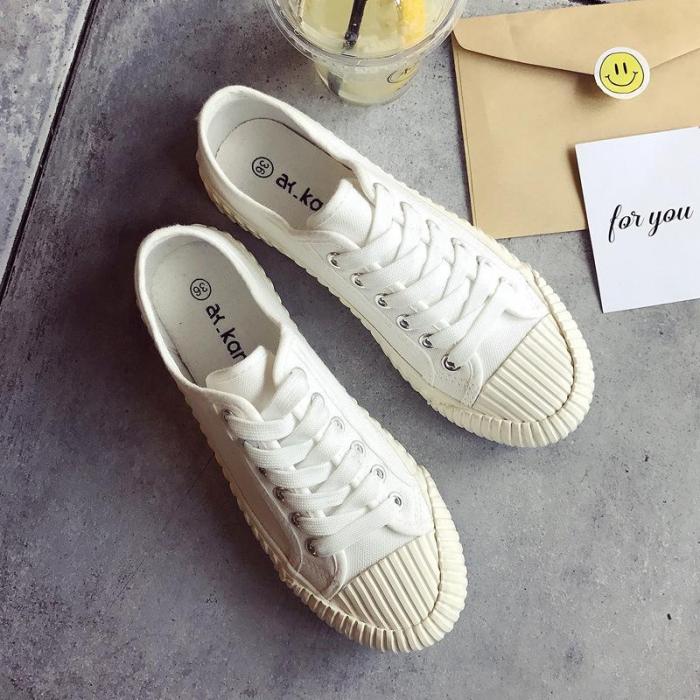 Canvas  Lace-up Flat Heel All Season Sneakers