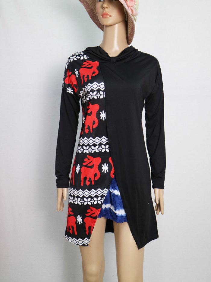 Fawn Printed Cotton-Blend Color-Block Long Sleeve Blouse & Shirts