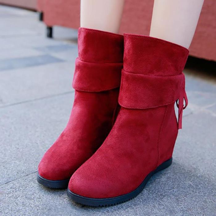 Women Flocking Booties Casual Comfort Slip On Shoes