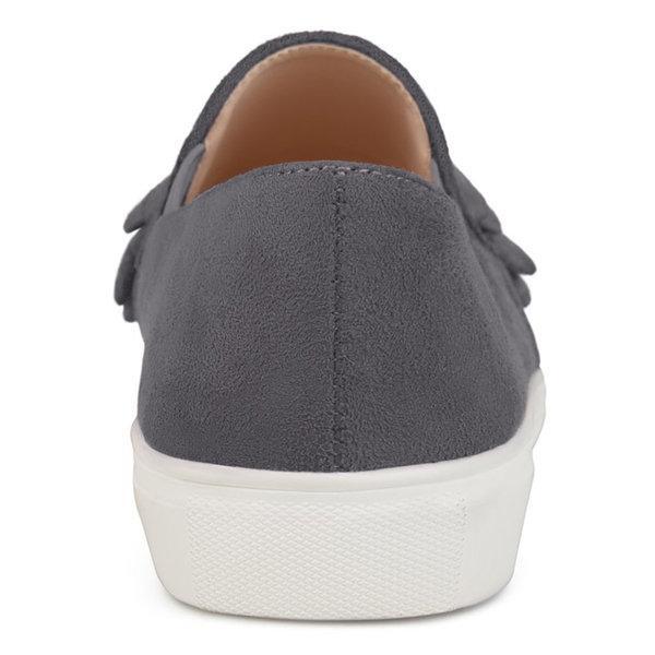 Gray Daily Flat Heel Artificial Suede All Season Ruffles Loafer