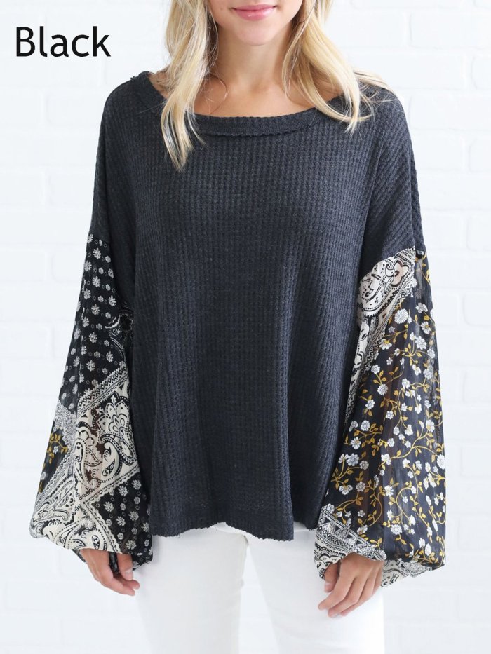 Abstract Balloon Sleeve Sweater