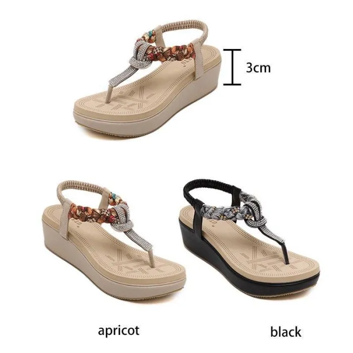 Casual Elastic Band Wedge Heel PU Sandals