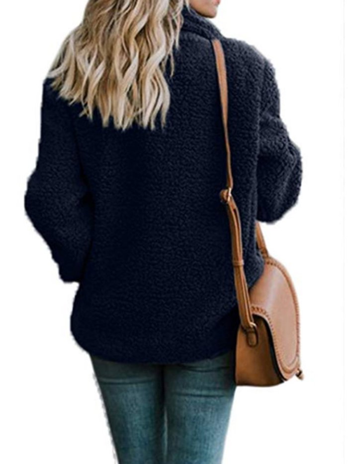 Women Sherpa Coat Fluffy Jacket Buttoned Teddy Bear Coats