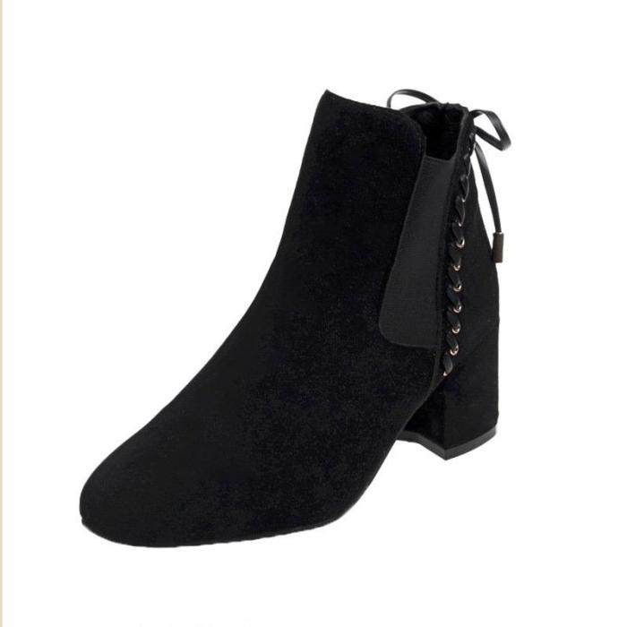 Women Chunky Heel Back Lace-up Suede Spring/Fall Daily Boots