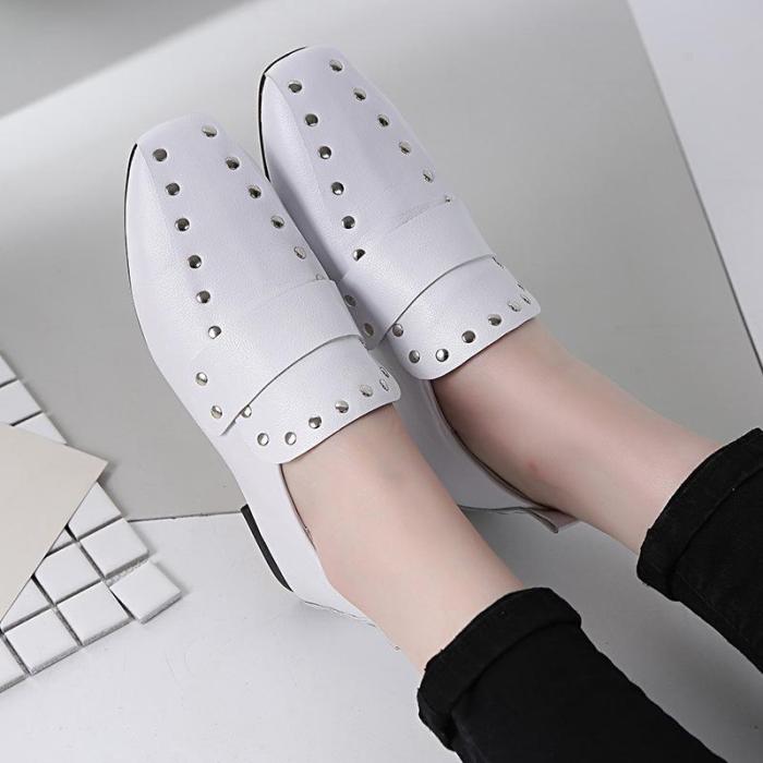 Women Chunky Heel Artificial Leather Rivet Spring/Fall Loafers