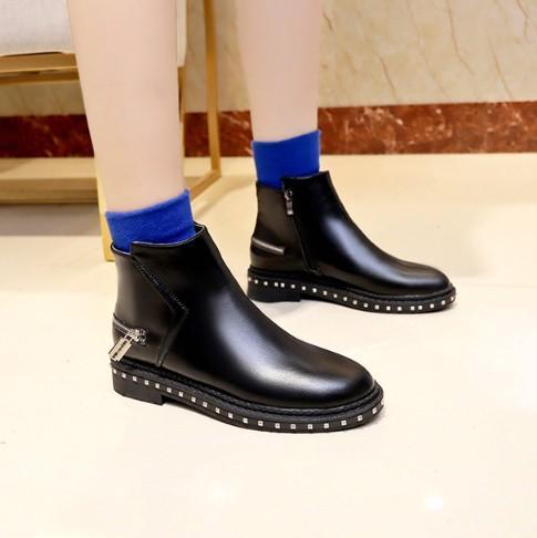 Winter Chunky Heel Pu Zipper Boots