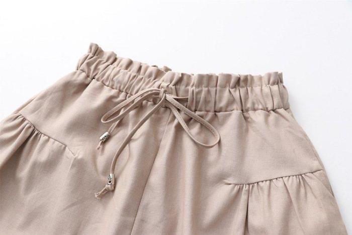 Casual Solid Pockets Cotton Pants