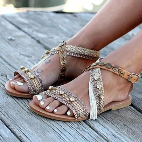 Brown Adjustable Buckle Holiday Summer Sandals