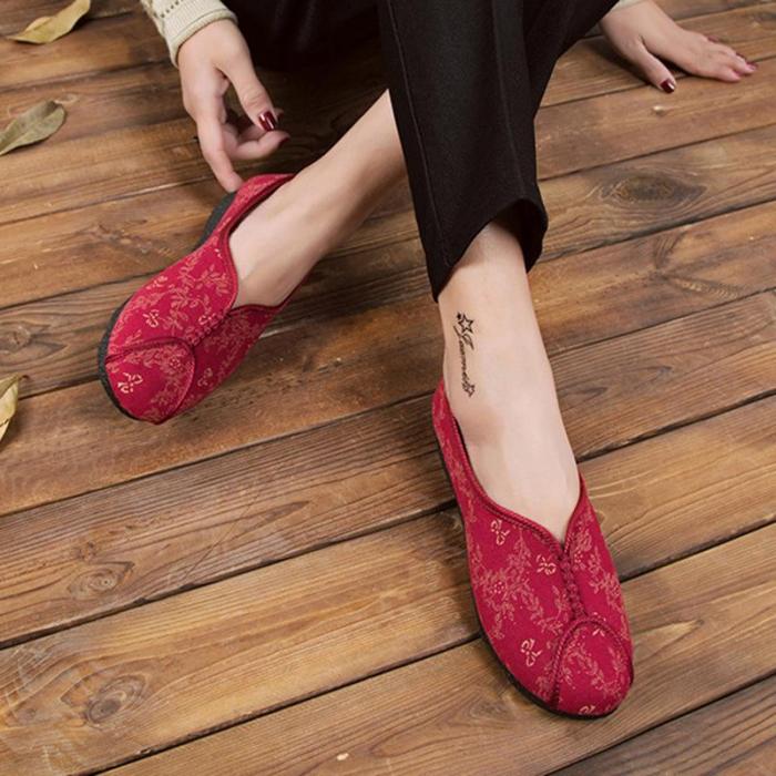 Women Fabric Flats Plus Size Casual Comfort Slip On Shoes