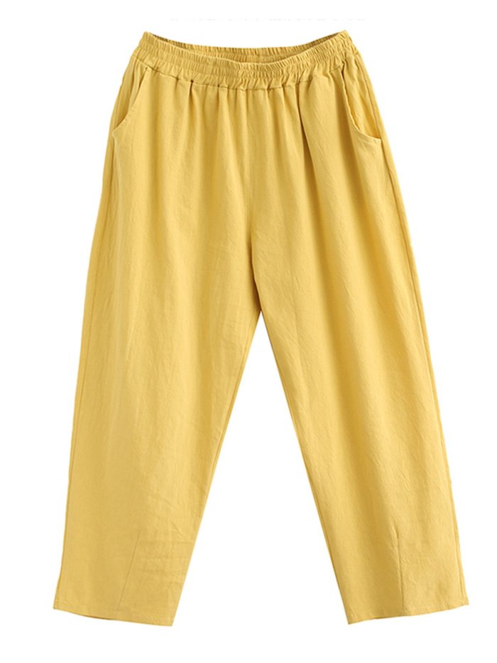 Plus Size Women Plain Casual Pants