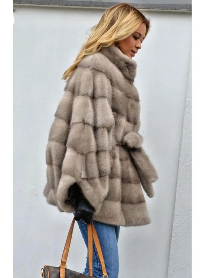 Plus Size Bats Sleeveless Faux Fur Leather Winter Parka Coat