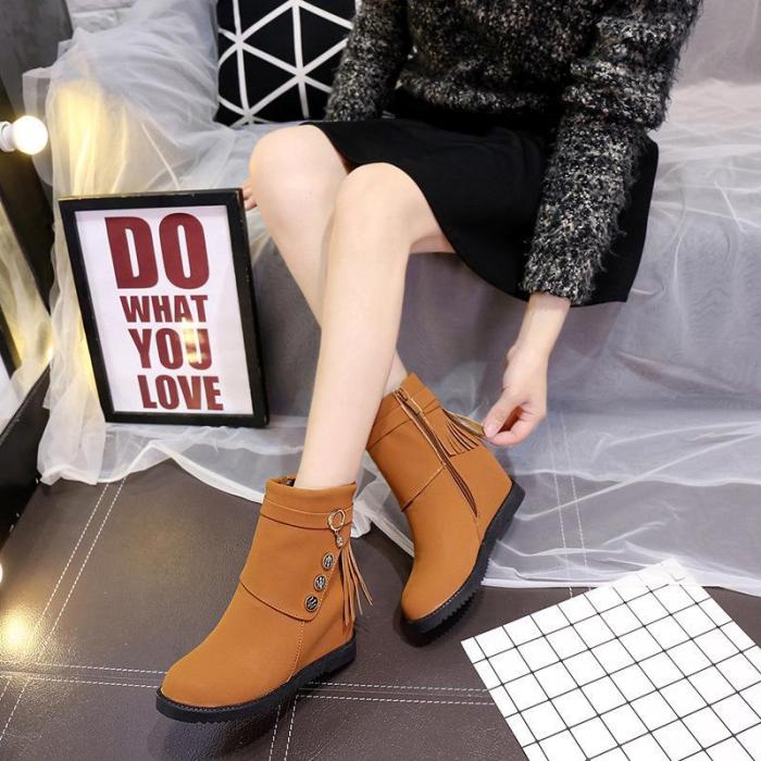 Women Spring/Fall Daily Zipper Nubuck Flat Heel Boots