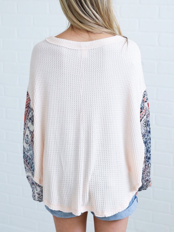 Abstract Balloon Sleeve Sweater
