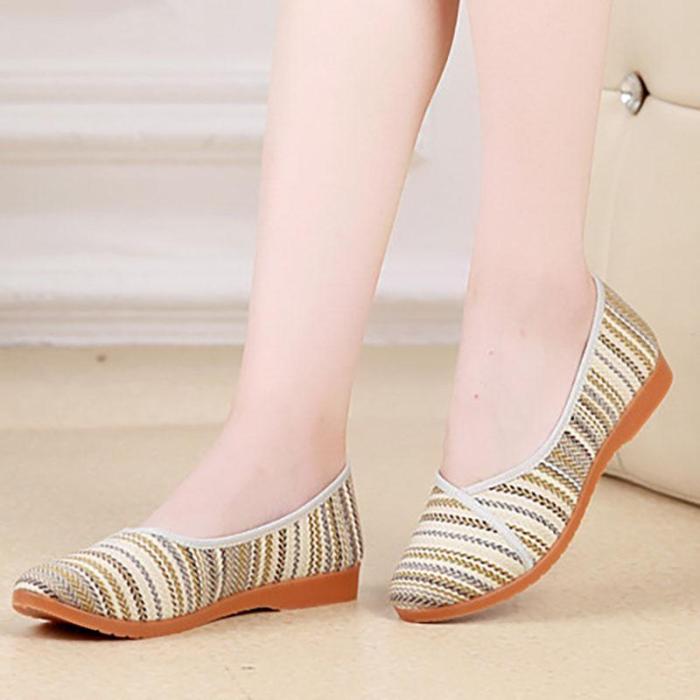 Women Canvas Flats Casual Comfort Slip On Shoes