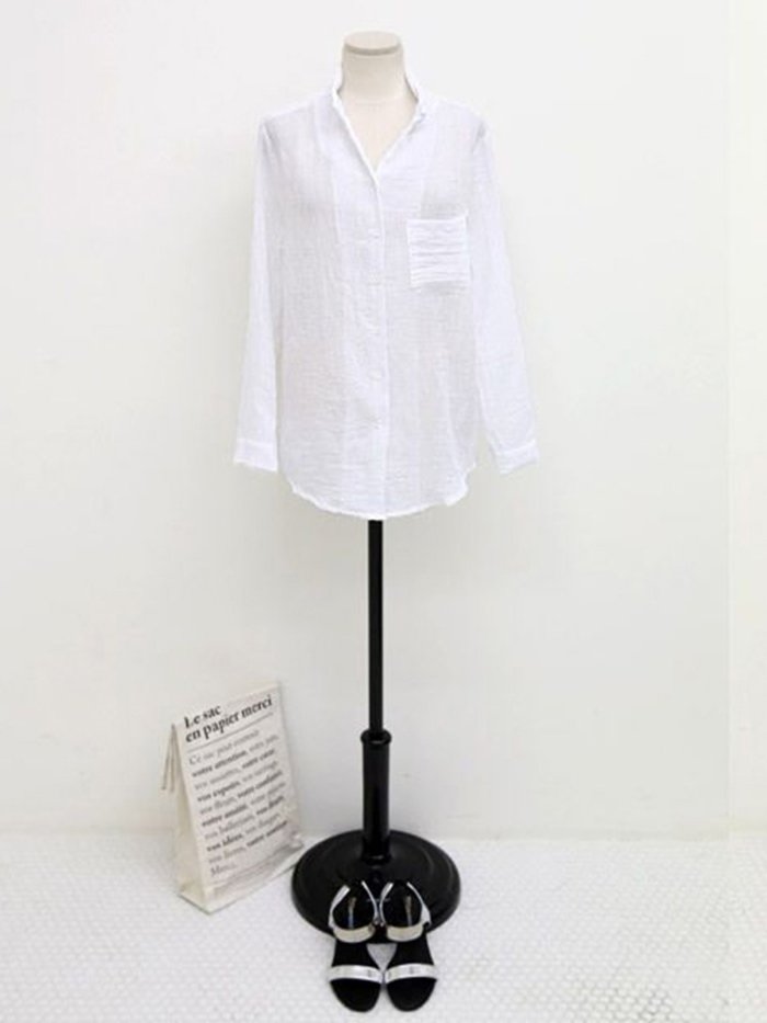 Casual Long Sleeve Loose Linen Blouse