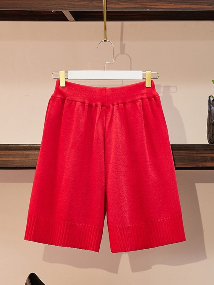Plus Size Women Plain Casual Shorts