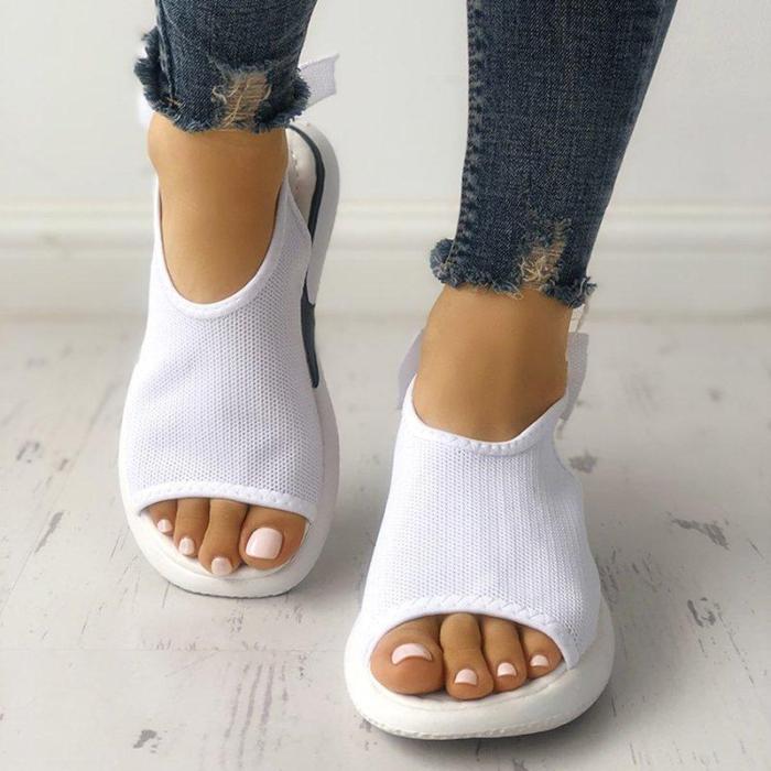Women Mesh Fabric Sandals Casual Breathable Bowknot Embellished Shoes