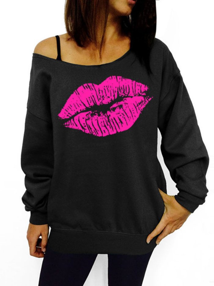 Red Printed Polyester Long Sleeve T-Shirt