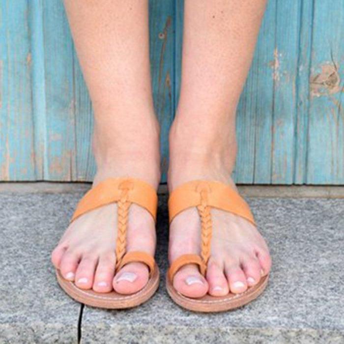 Summer PU Flats Flip-Flops Bohemian Sandals Plus Sizes