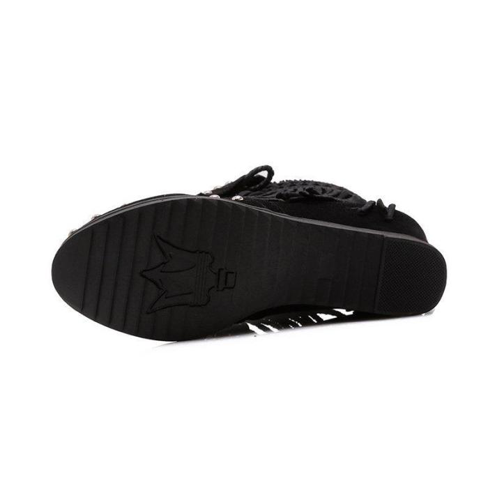 Women Vintage Booties Casual Plus Size Slip On Shoes