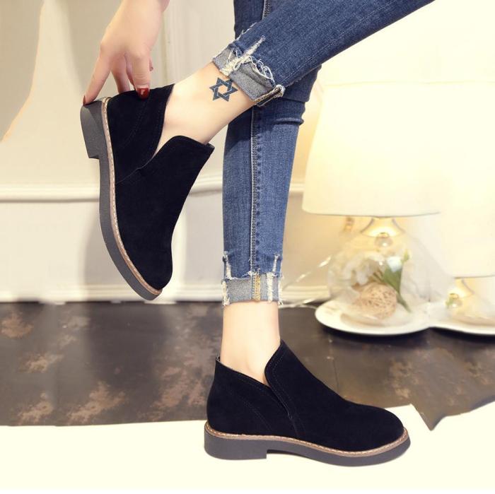 Suede Women Slip-On Ankle Boots