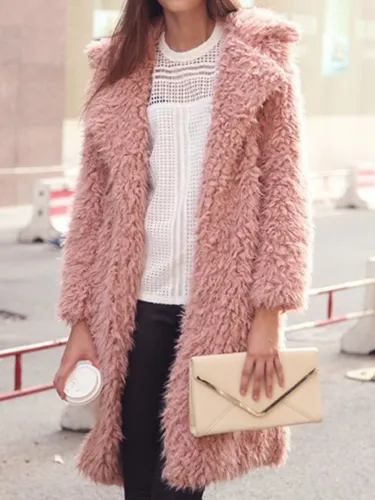 H-line Plain Long Sleeve Casual Coat