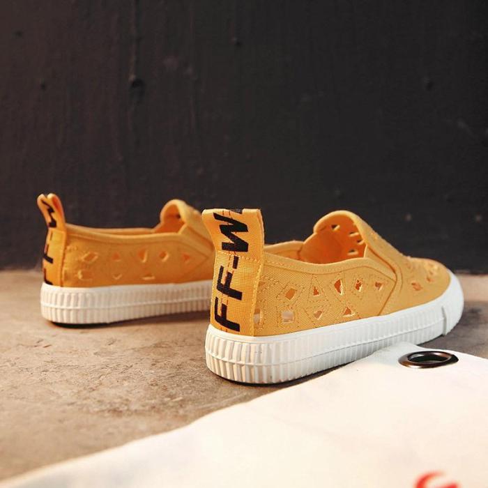 Womens Canvas Flat Heel Casual Hollow Out Shoes