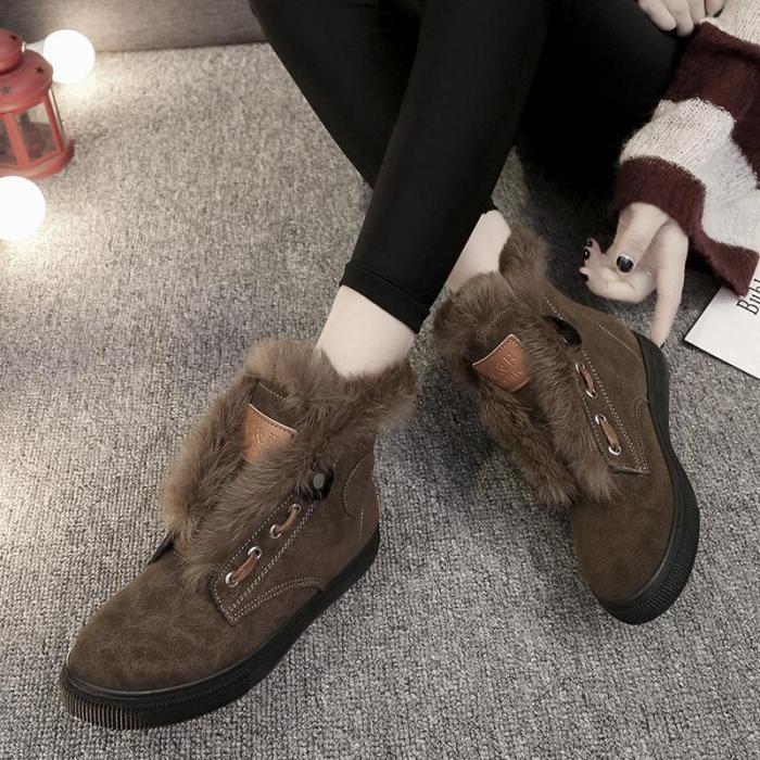 Vintage Round Toe Platform Winter Suede Daily Boots