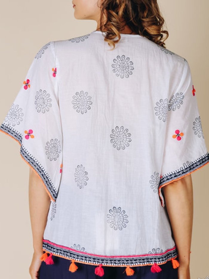V Neck Floral-Print Floral Vintage Shirts & Tops